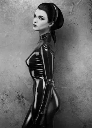 Rachel Weisz wearing a latex outfit designed by Bob Carlos Clarke (1991)